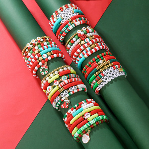 Christmas <b>Beaded</b> <b>Bracelets</b> For Girls Colorful Polymer Clay Letter Alloy Pendant Jewelry Gift Childrens Fashion <b>Bracelet</b> - Product Image 1