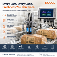 Mesin Printer Inkjet Industri DOCOD T260E Tij dengan Tinta Food Grade untuk Pengkodean pada Kemasan Roti, Kemasan Bakery, Pencetakan QR, dan GS1