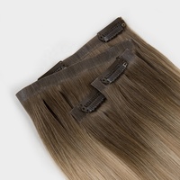 Extensions de cheveux à clips invisibles de 200 grammes, extensions de cheveux humains ombrées, brun à blond, extensions de cheveux à clips invisibles