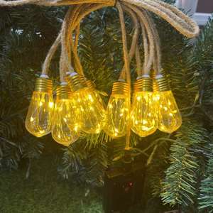 Guirnalda de luces solares de <span class=keywords><strong>papaya</strong></span> con cuerda de cáñamo y alambre de cobre, luces decorativas de hadas para acampar al aire libre para jardín de vacaciones - Product Image 4