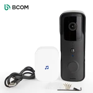 Bcom Kamera Bel Pintu Video 1080P HD, dengan Bel Pintu WiFi dengan Detektor Gerakan