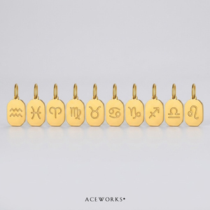 Amuleto con Signo Zodiacal |   Colgante de Acero Inoxidable con Baño de Oro PVD de 18K con Signo Zodiacal para Venta al por Mayor - Impermeable, Hipoalergénico, Sin Deslustre - Product Image 3