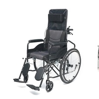 Fauteuil roulant entièrement inclinable avec dossier hydraulique réglable, toilettes intégrées, 24 pouces, capacité de 100 kg