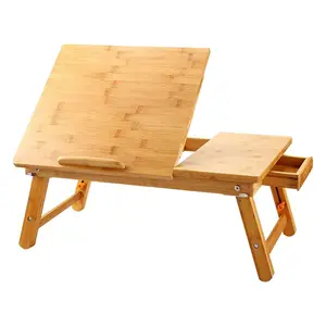Multifunctional Folding Bamboo Study Laptop Table with Extendable Legs
