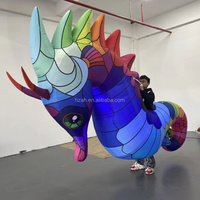 Ballon gonflable publicitaire géant Hippocampe de 3,5 m avec lumières LED, durable pour les défilés et spectacles