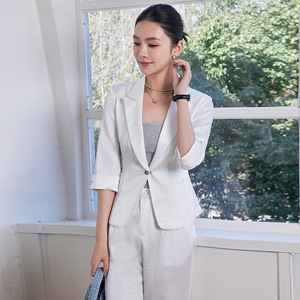 Ankola Women's Red Two-Piece Suit Set Solid Color Polyester Anti-Wrinkle Casual Blazer Pants Set Spring Summer 2025 - Product Image 4