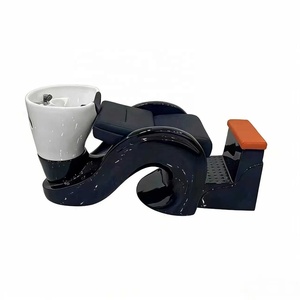 Lit de lavage de cheveux semi-allongé durable et moderne, tendance, avec fonction massage et lavabo en céramique spécial pour salon de coiffure - Product Image 2