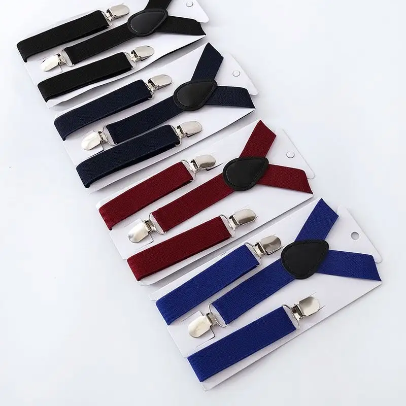 Set di cravatte con cintura per bambini e bambine bretelle con Clip a Y-Back elastiche regolabili per bambini N0142