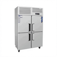 Réfrigérateur vertical commercial pas cher pour boulangerie, pâtisserie, hôtel, cuisine, réfrigérateur à quatre portes en acier inoxydable