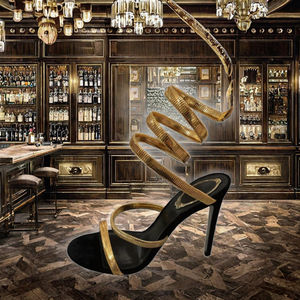 Zapatos de Tacón Alto de Diseñador Dorados 2026, Zapatos de Verano Transpirables con Cordones, Punta Abierta, Tacones Altos, Zapatos Sexys para Fiesta, Talla Grande - Product Image 3