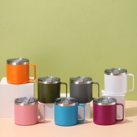 Mug isotherme à double paroi en acier inoxydable de 14 oz avec poignée, écologique, pour le bureau, le camping et les voyages