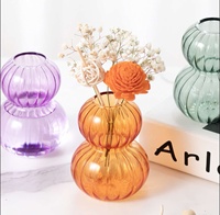 Vase en verre borosilicate soufflé à la main, transparent, de style nordique créatif, à rayures verticales, minimaliste moderne, en forme de gourde