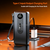 Nuevo Cargador Portátil con Logotipo Personalizado, Tipo-C, Carga Rápida Bidireccional de 22.5W, 10000mAh, Cables Integrados, Banco de Energía de 20000mAh