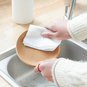 Dry and wet dual-use lazy person dishcloth, absorbent and thickened <b>kitchen</b> <b>paper</b> product, white printed disposable dishcloth - Product Image 3