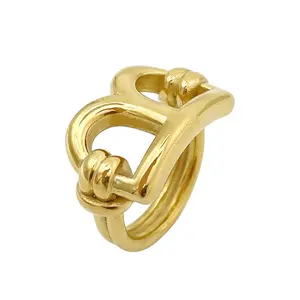 Minimalistische Fijne Dikke 18K Vergulde Roestvrijstalen Hiphop Punk Dames Letter Ring B Letter Ring Uniek Ontworpen Meisjes