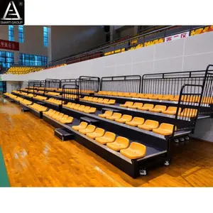 4 Rows 6m High Quality Indoor Retractable Bleachers With Low Backrest Seats For Badminton Courts Project