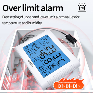 Đồng hồ đo nhiệt độ và độ ẩm trong nhà Nhiệt kế kỹ thuật số thời gian ngày giờ đồng hồ đo màn hình lớn hiển thị với đầu dò hộ gia đình - Product Image 5