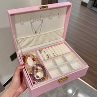 Nouvelle conception très vendue : Boîte de rangement double couche de luxe pour bracelets, boucles d'oreilles, colliers et bagues – Organisateur de bijoux