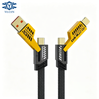 Câble de charge tressé USB-C Type-C en alliage de zinc 4 en 1 PD 65W 27W, charge rapide, transfert de données, multifonction, 1M 2M, câble USB 4 en 1