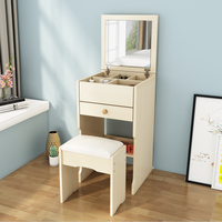 Ensemble coiffeuse de luxe moderne pour chambre à coucher avec miroir, en bois blanc, avec tiroirs et chaise, meuble de rangement pour petit coin de chambre, dernière collection