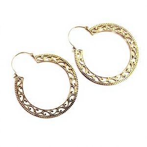 Antiguo latón gitana Tribal indio aro étnico pendientes Mandala pendientes étnicos joyería Vintage de Color - Product Image 4