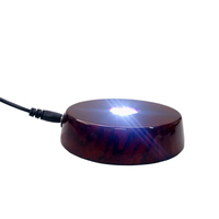 Base lumineuse LED décorative en bois laqué cerise, ronde et moderne, avec 5 lumières blanches, couleurs personnalisables pour présentoir à cristaux