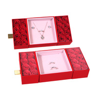 Boîte cadeau à double ouverture, boîte cadeau de luxe rouge avec impression étoile et lune dorées, livrée avec un sac cadeau