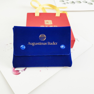 Luxury Custom Printed Velvet Jewelry Display Packaging Pouch Bag With Flap Faux Microfiber Suede Snap Jewelry Pouch With logo - Product Image 6