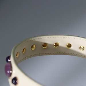 C & H 도매 수제 정품 PU 가죽 세련된 편안한 착용 럭셔리 크리스탈 애완 동물 목걸이 - Product Image 6