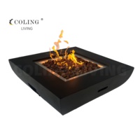 COLG005 ColingLiving GRC grande table de foyer à gaz en béton roches de lave rouge incluses pour patio extérieur