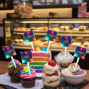 Décorations de gâteaux carrées LED réutilisables avec piles pour Noël, bars, boissons, pâtisseries, fournitures pour cupcakes, décorations de fêtes d'<span class=keywords><strong>anniversaire</strong></span> - Product Image 2