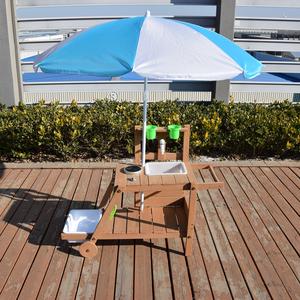 Juego de cocina de madera maciza para jugar en el patio trasero con fregadero, almacenamiento y sombrilla desmontable, regalo para niños - Product Image 2