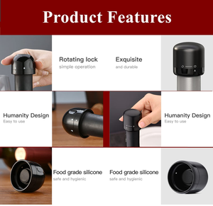 New Design <b>Wine</b> Bottle Stopper Modern Style Black Silicone Bottle Stopper Weeding Bar Home Use Whiskey Bottle Stopper - Product Image 3