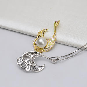 Pendentif Wenchi en argent S925, design tête de cygne, plateau vide, accessoires de bijoux en perles DIY, composants semi-finis pour incrustation - Product Image 3