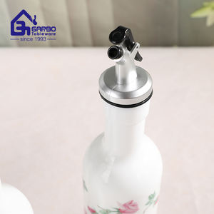 Bouteilles en verre transparent pour huile et vinaigre, 350 ml, style classique, pour fêtes, logo personnalisé acceptable, blanc moucheté, vente en gros à prix réduit - Product Image 5