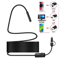 Câble de 1 m, endoscope à objectif unique de 8,0 mm, caméra d'inspection 3 en 1 USB/Micro USB/Type-C pour ordinateur Android