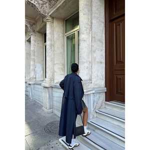 Manteau Trench pour Femme Navy Osanna, Double Boutonnage, Décoration Imprimée, Imperméable, Style Casual, Cachemire et Coton pour le Printemps et l'Hiver - Product Image 1