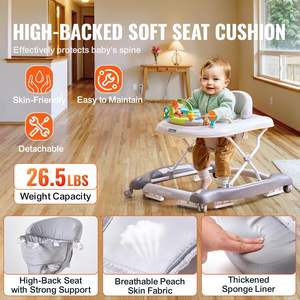 4-in-1 Plastic <strong>Baby</strong> Walker Foldable Activity Center 3 Adjustable Heights Music Toys Tray <strong>Bouncer</strong> for Toddler Boys <strong>Girls</strong> - Product Image 4