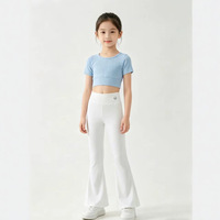 Leggings évasés pour filles, taille haute, extensibles, style décontracté, pour le printemps et l'été, pantalons de yoga pour enfants, micro-évasés pour les filles plus âgées