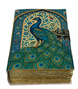 Diario de Tapa Dura de Cuero con Diseño de Pavo Real, Floral y Botánico, Hecho a Mano, Estilo Vintage, con Cierre Antiguo, Regalo Personalizado para Ella, Lápiz para Escribir - Product Image 2
