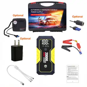 2000A arus puncak 20000mAh kapasitas baterai Booster Jump Starter 12V portabel kecil mobil darurat Starter dengan kompas