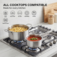 Ensemble de casseroles et poêles en acier inoxydable triple couche durable 304 18/10, robuste et de grande taille