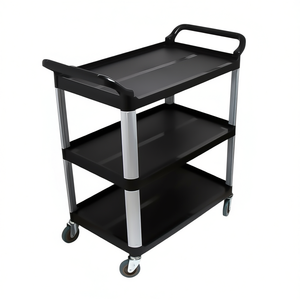 Chariot de cuisine à 3 niveaux en acier inoxydable noir avec roues verrouillables pour le service et le rangement - Product Image 1