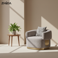 Canapé d'appoint moderne en velours gris nordique pour la maison, fauteuil de luxe pour salon avec décorations métalliques