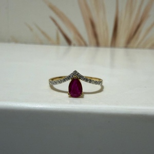 10K Queen Size Natural Ruby Diamond <b>Ring</b> Yellow <b>Gold</b> Traditional Statement <b>Dainty</b> Eternity Precious Gemstone Wedding Jewelry - Product Image 6