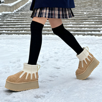 Women's New Winter Laced Two-<strong>Way</strong> Mid-Boots Fleece Lining Thickened Warm Cotton <strong>Shoes</strong> Women's Mid-Calf Warm Snow Boots