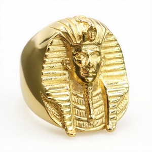 Bagues de mode rétro en forme de sphinx égyptien antique, ornées d'éléments de momie et de pharaon, en or, pour hommes et femmes - Product Image 5
