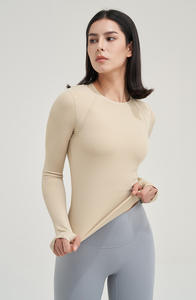 2024 printemps Fitness porter Yoga femmes à manches longues sans couture course chemise athlétique gymnastique entraînement haut porter avec des trous pour les pouces - Product Image 5