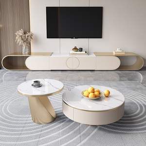 Meuble <span class=keywords><strong>TV</strong></span> ZN 284 au design moderne et personnalisable, en acier inoxydable, avec armoire en bois imbriquée, <span class=keywords><strong>pour</strong></span> la maison, le salon et les hôtels - Product Image 4