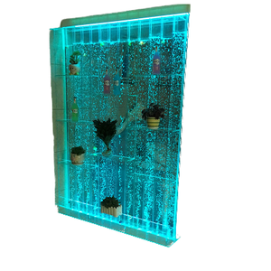 Paravent de décoration intérieure, panneau en acrylique LED avec cascade, mur d'eau à bulles dansantes avec étagères de bar - Product Image 4